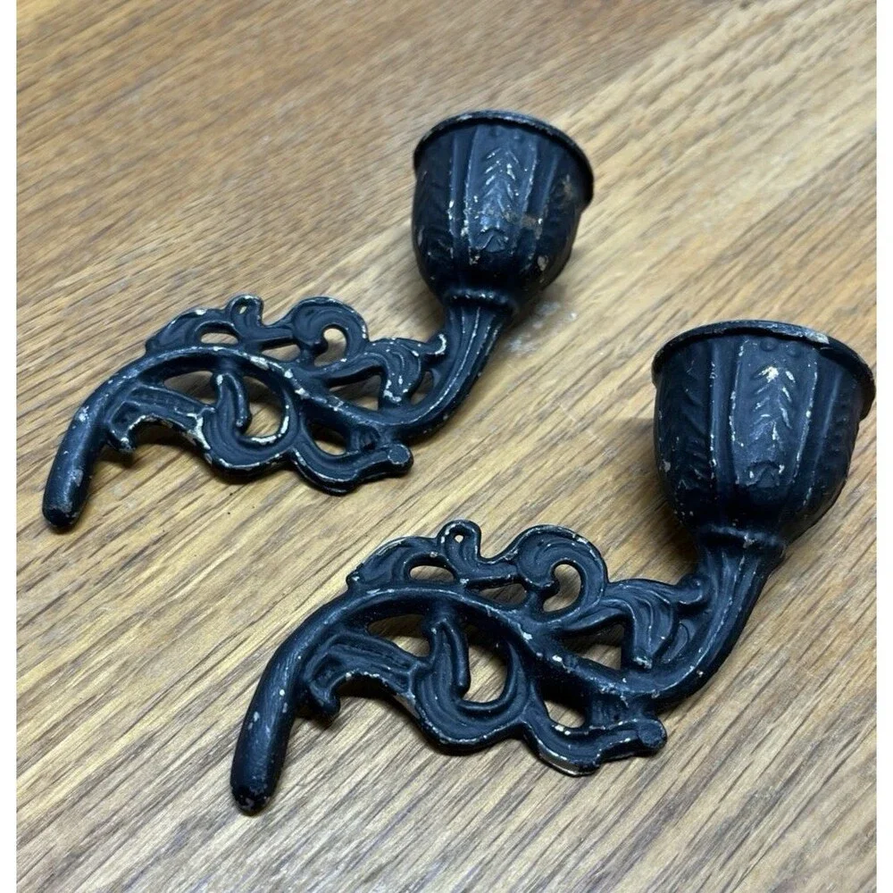 Two Vintage Ornate Candle Snuffers Collectible Metal Farmhouse Country Deco READ
